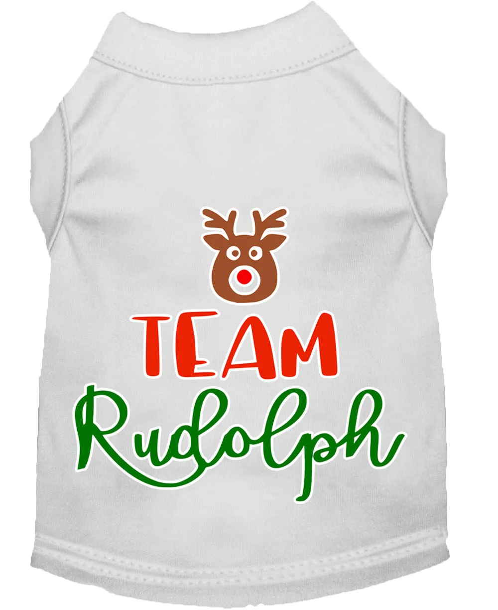 Team Rudolph Screen Print Dog Shirt White Xxxl