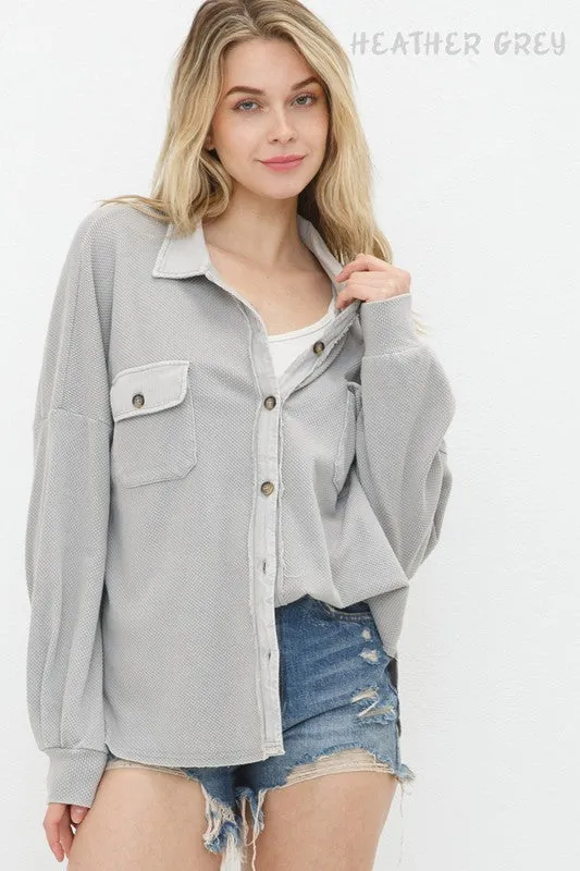 Textured Knit Shirt Jacket