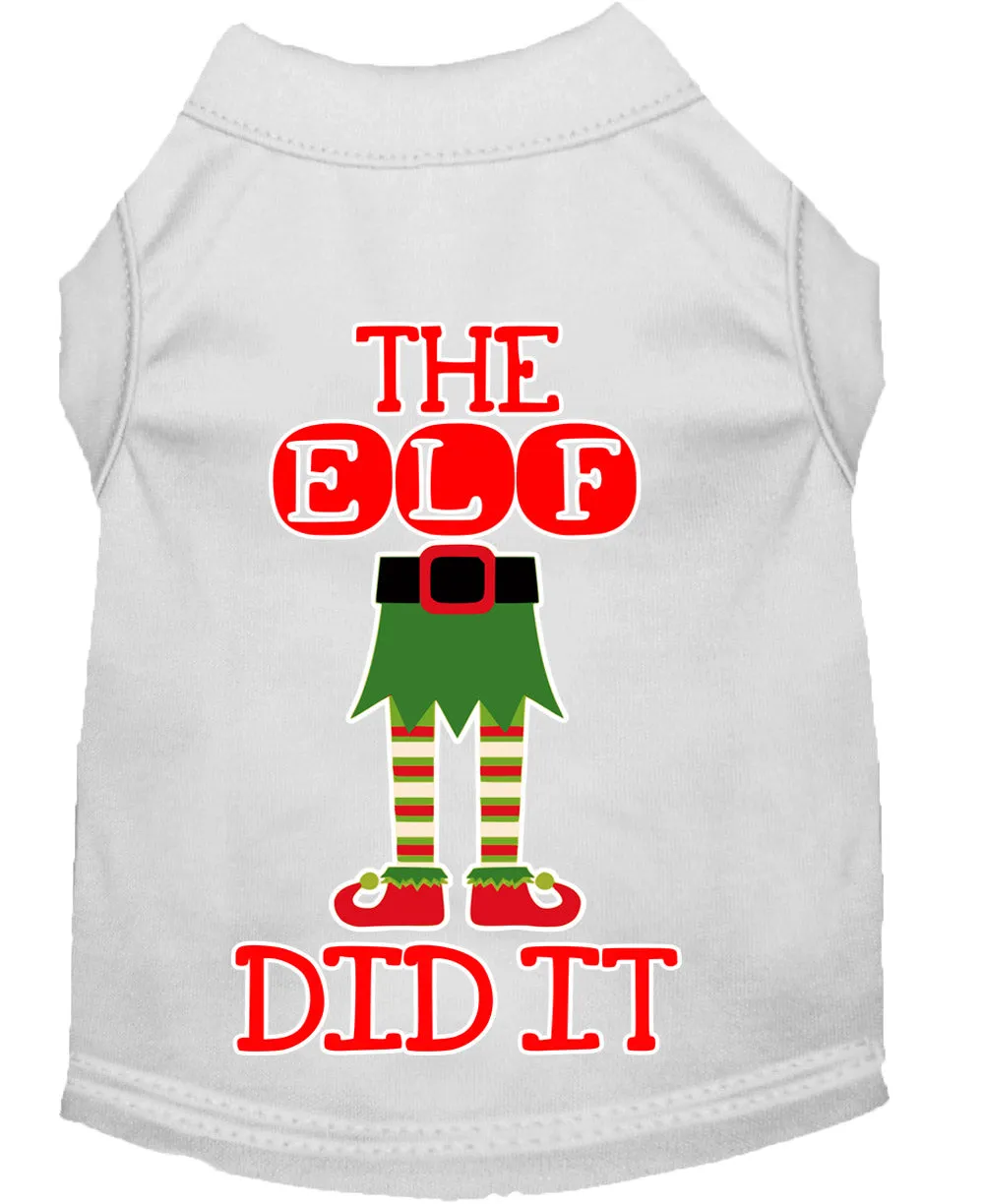 The Elf Did It Screen Print Dog Shirt White Sm