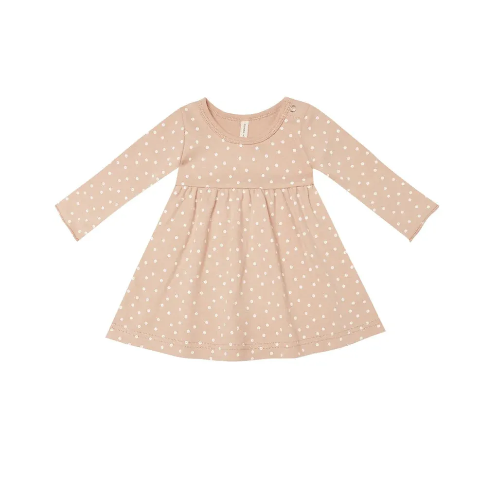 The Long-Sleeved Jersey Dress by Quincy Mae - Petal Dots - KIDS