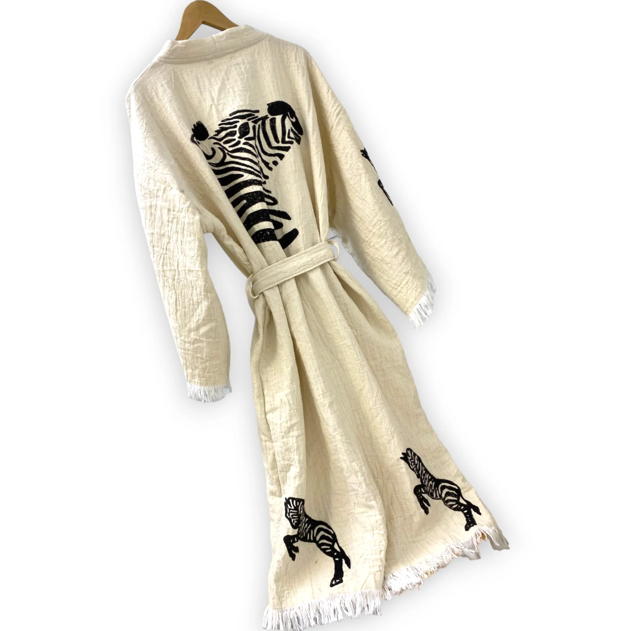 Turkish Towel Kimono Kaftan Bathrobe Zebra Design