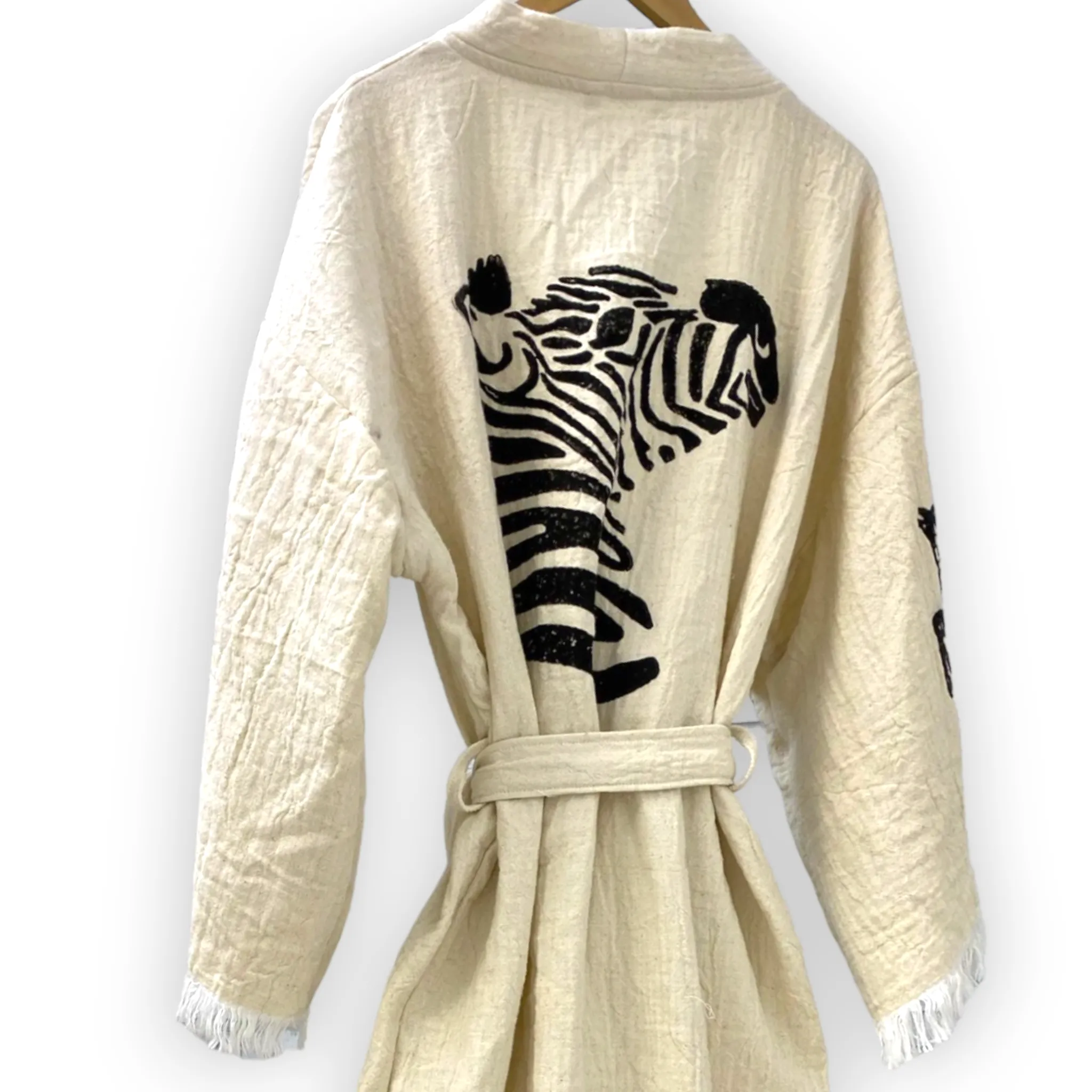 Turkish Towel Kimono Kaftan Bathrobe Zebra Design