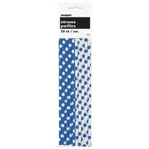 Unique Navy Polka Dot Paper Straws, 10ct