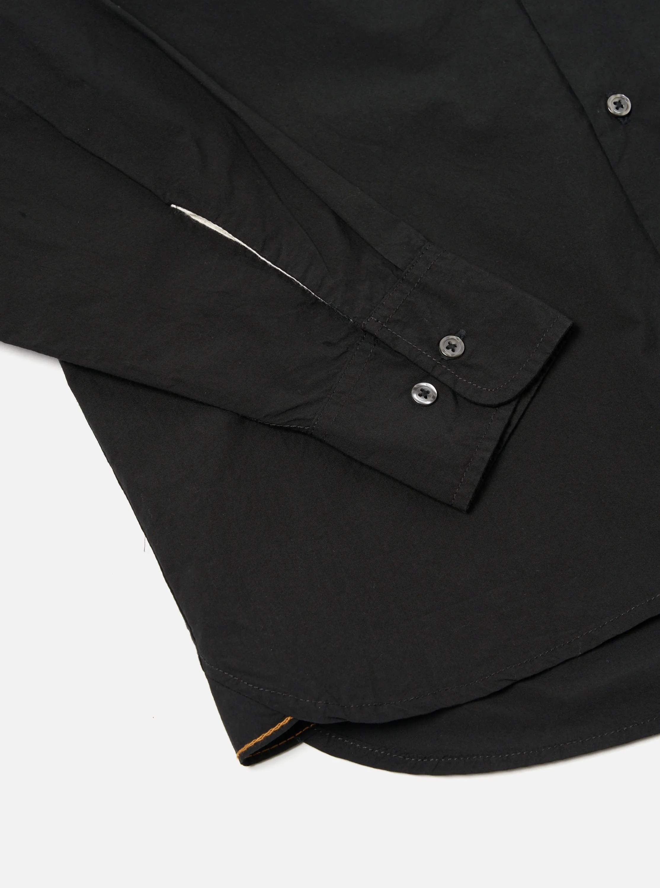 Universal Works Lazy Day Shirt in Black Typewriter Chambray