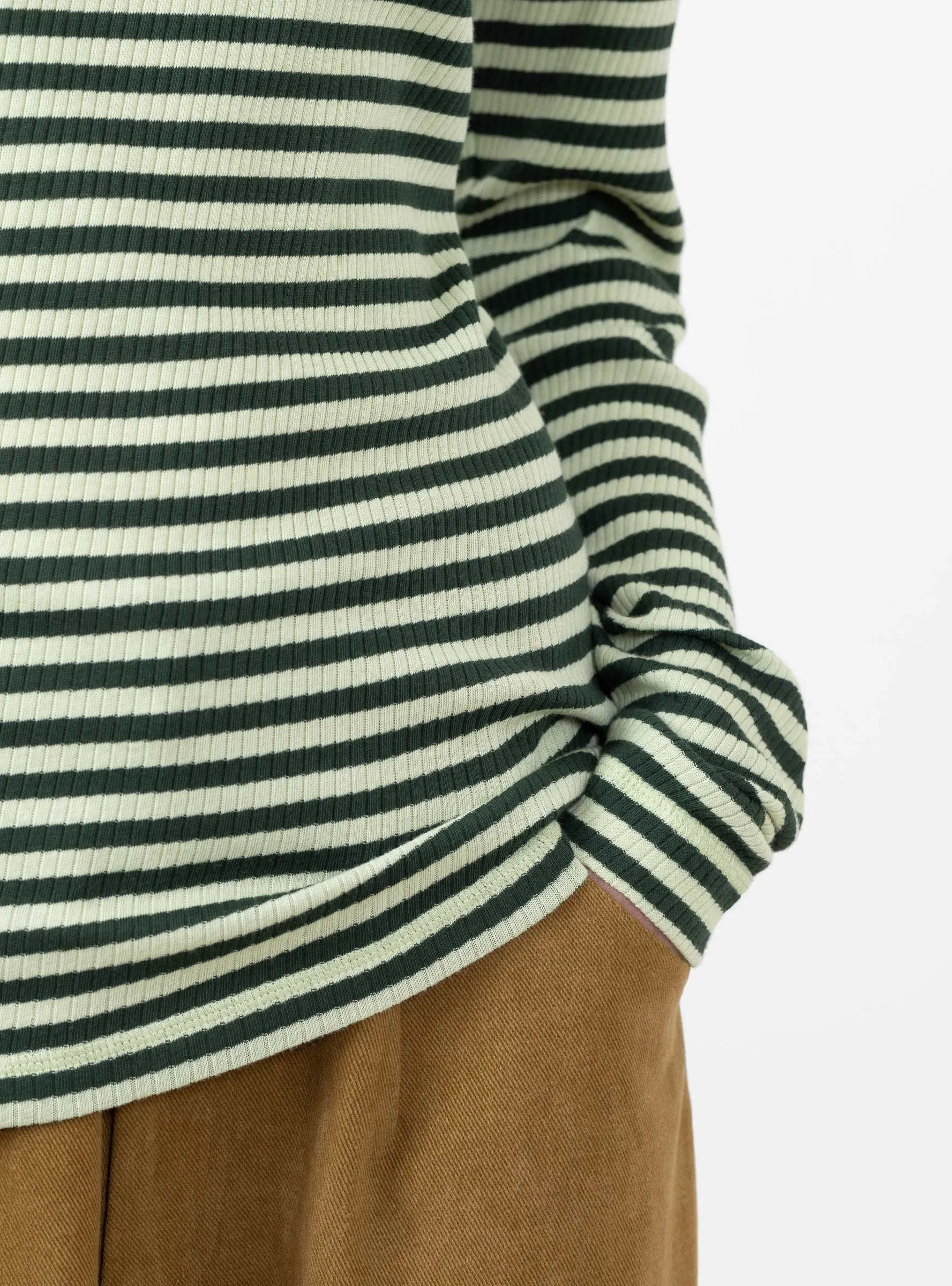 Viory Stripe LS Tee Green Stripe