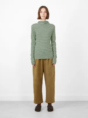 Viory Stripe LS Tee Green Stripe