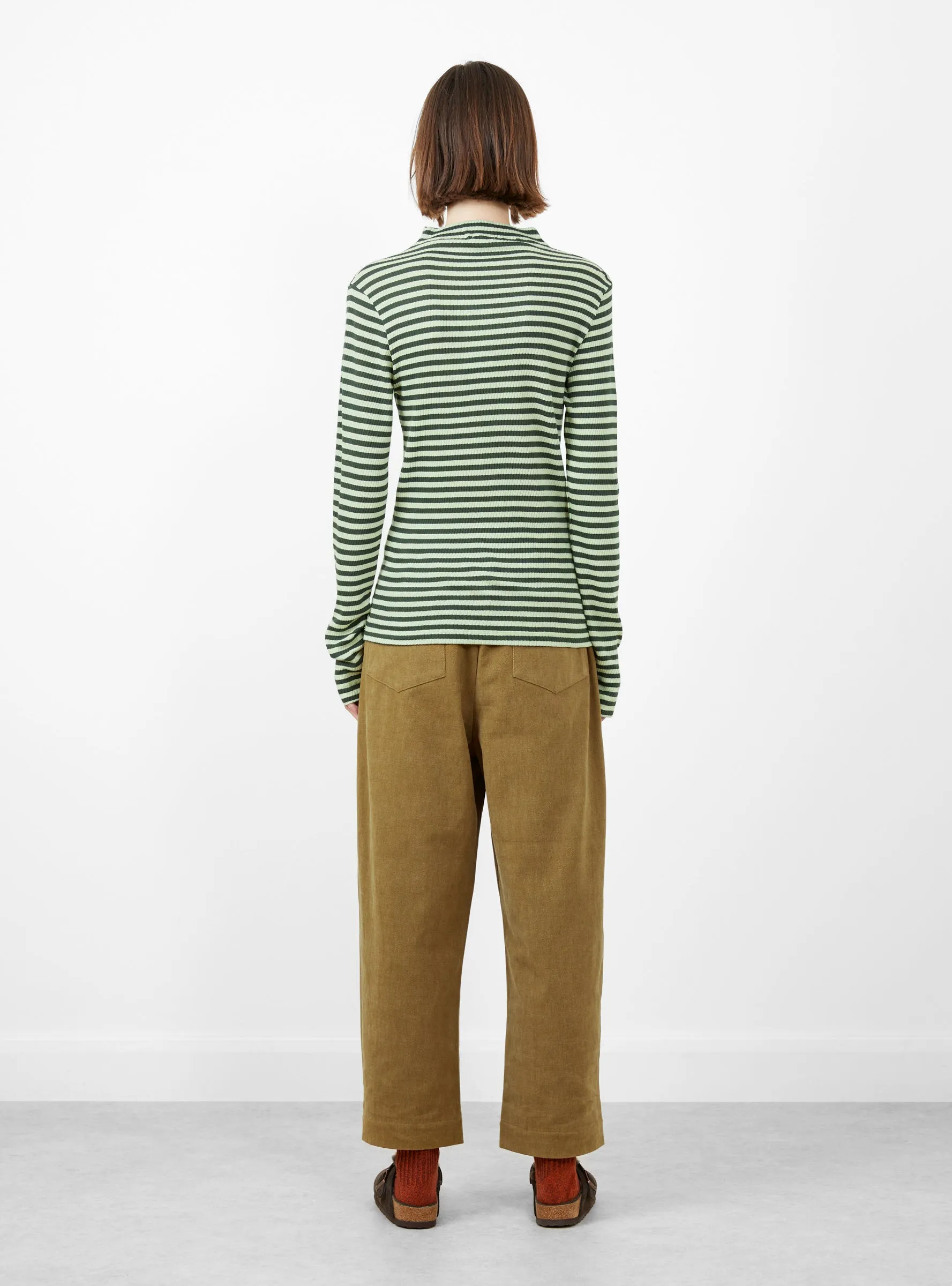 Viory Stripe LS Tee Green Stripe