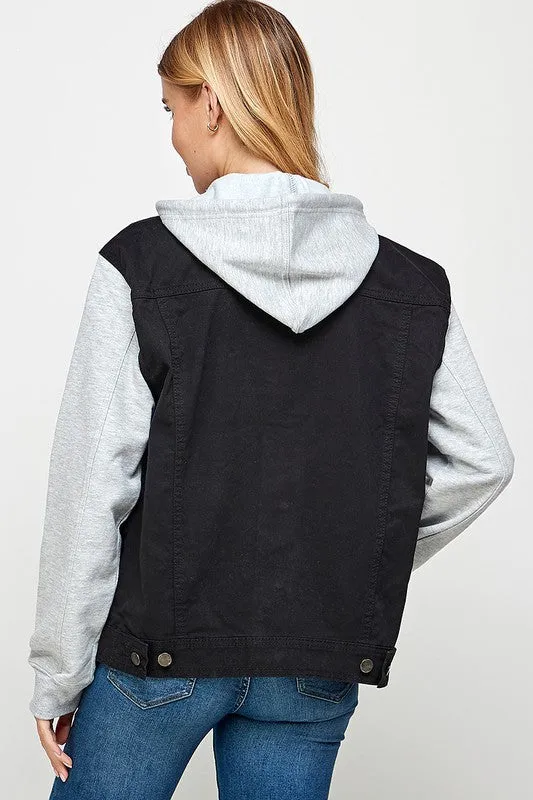 Women's Denim  Jacket with Fleece Hoodies