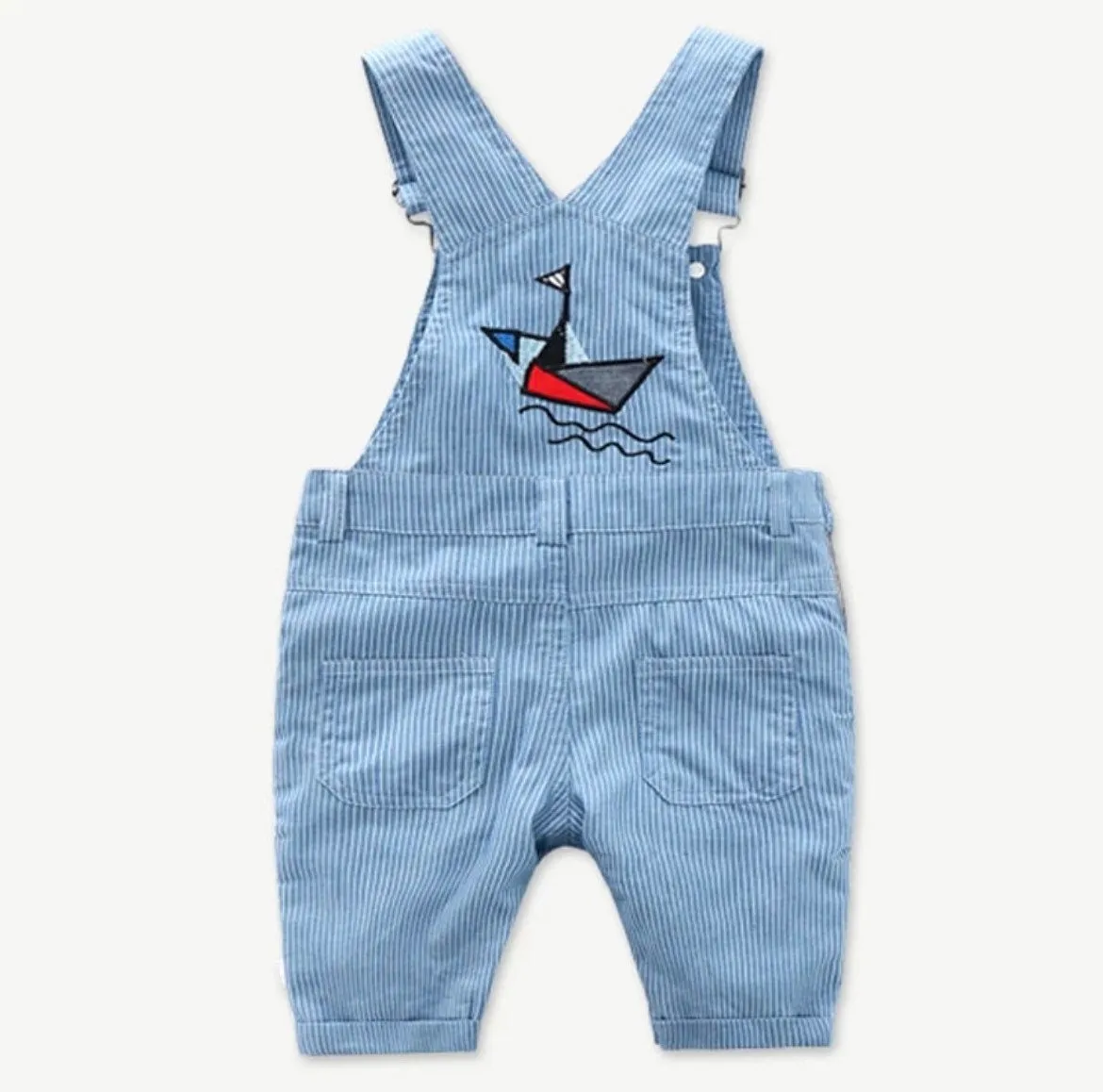 Yacht - Baby Boy Denim Overalls & Sailing Boat Romper Set