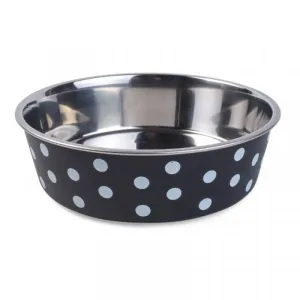 Zoon 14cm Stainless Steel Navy Polka Dot Pet Bowl